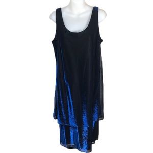 Vintage Patra Iridescent Black & Cobalt Blue Shimmer Cocktail Dress